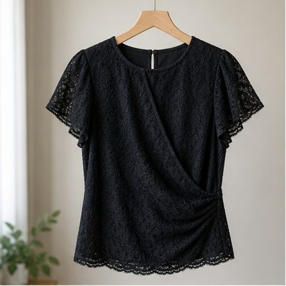 Black Tie Neck Blouse